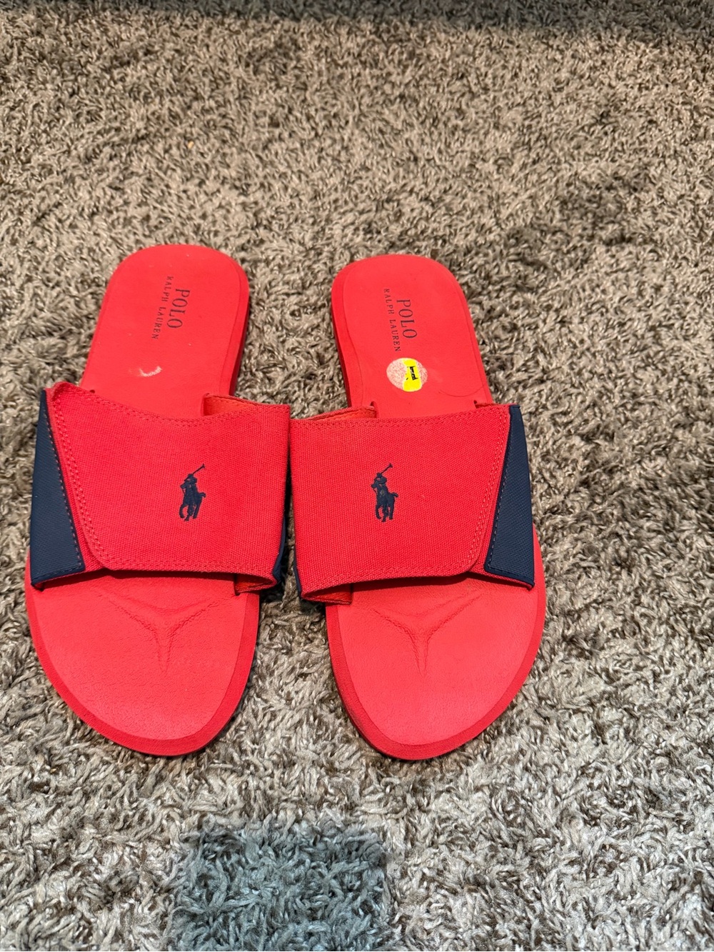 Polo by Ralph Lauren Red and Navy Kids Slide Sandals